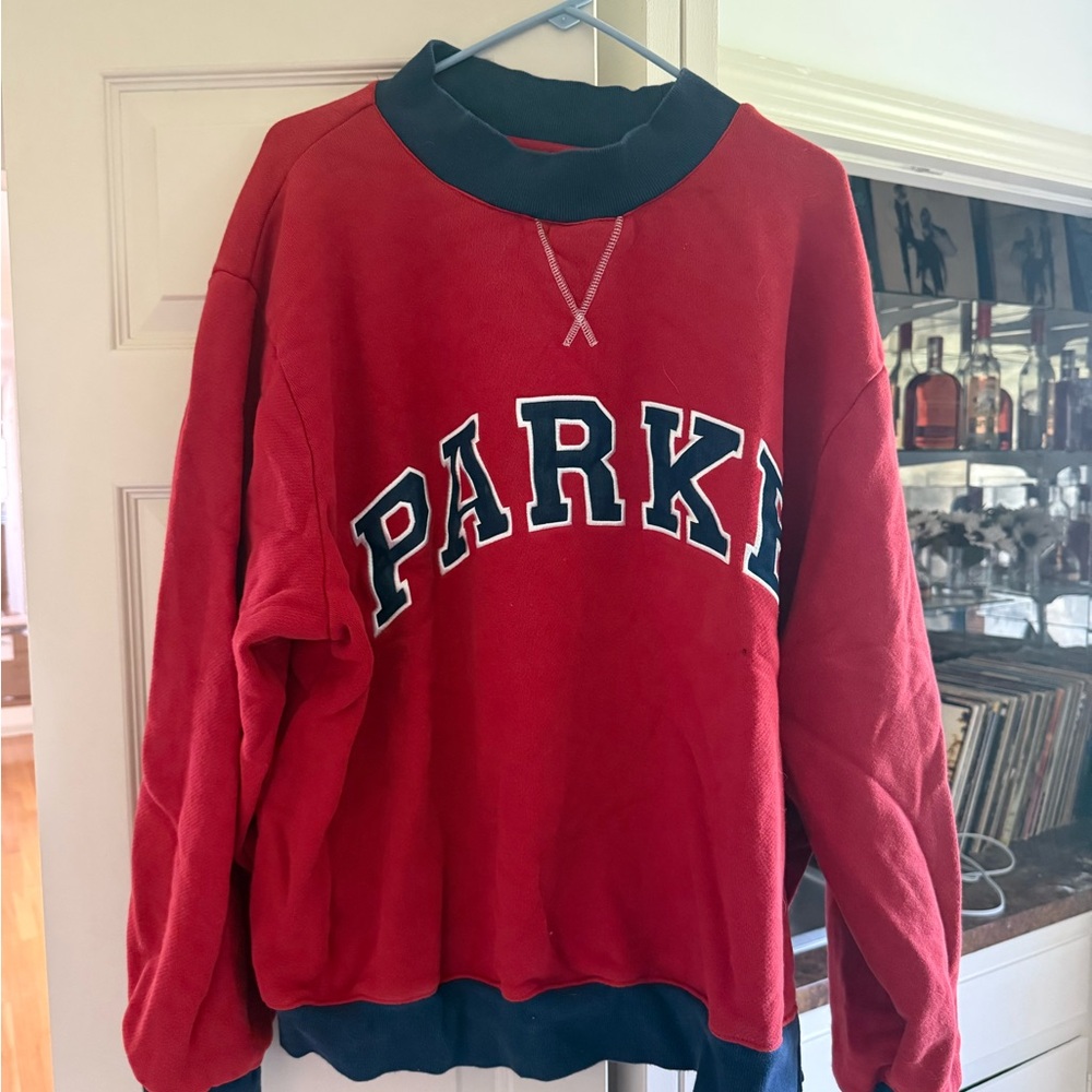Parke - Like new- Red Pullover Sweatshirt with Navy Trim